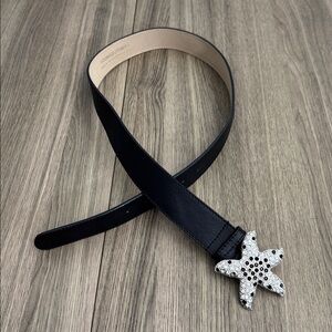 Donald J Pliner Women’s Starfish Rhinestone Black Leather Belt Size M - 40” Wide